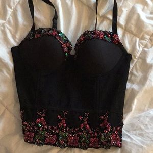 Corset mesh and black crop top